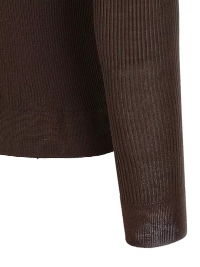 Magda Butrym Luxe Silk Knit Sweater In Brown