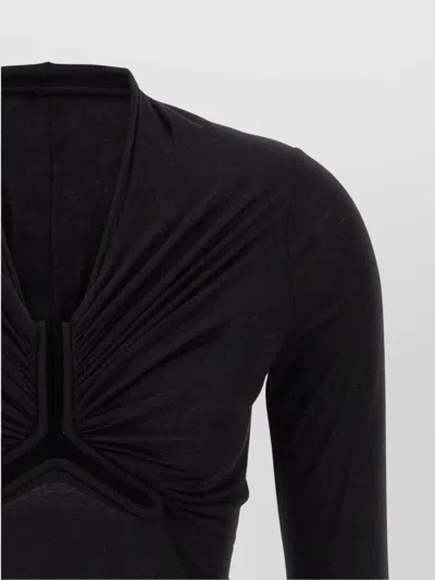 Rick Owens Black Hollywood Jersey Ls Prong T-shirt In Black