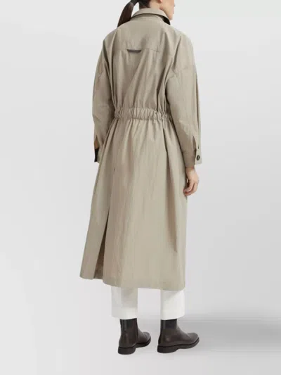 Brunello Cucinelli Trench Coat Belted Back Vent In Neutral
