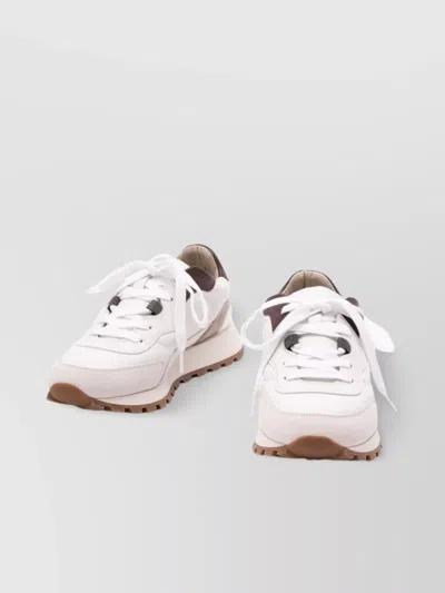 Brunello Cucinelli Leather Sneakers Featuring Padded Ankle And Rubber Sole