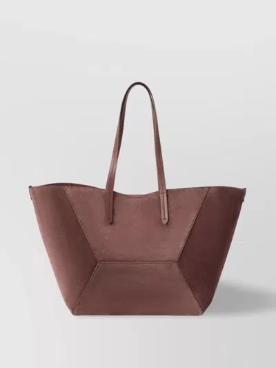 Brunello Cucinelli Folded Geometric Suede Tote Bag