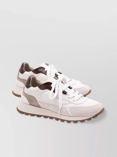 Brunello Cucinelli Leather Sneakers Featuring Padded Ankle And Rubber Sole