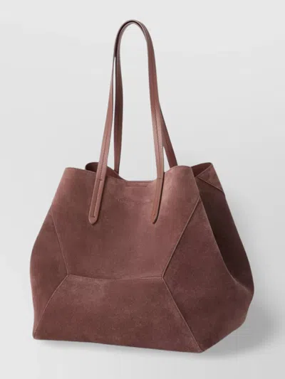 Brunello Cucinelli Folded Geometric Suede Tote Bag