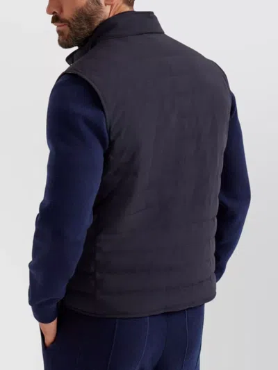 Brunello Cucinelli Quilted High Neck Sleeveless Jacket In Blue