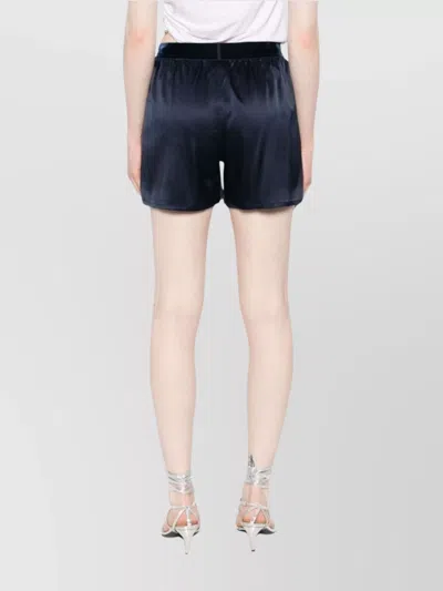Tom Ford Silk Shorts With Elasticated Waistband And Satin Finish In Blue
