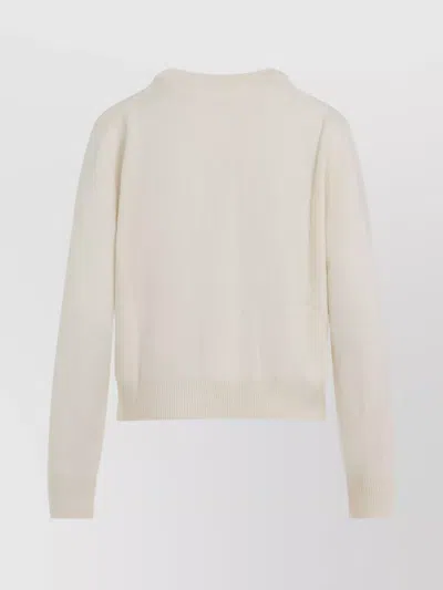 Jil Sander Cn Long Sleeves Cardigan With Velvet Embroidery Women In Neutral