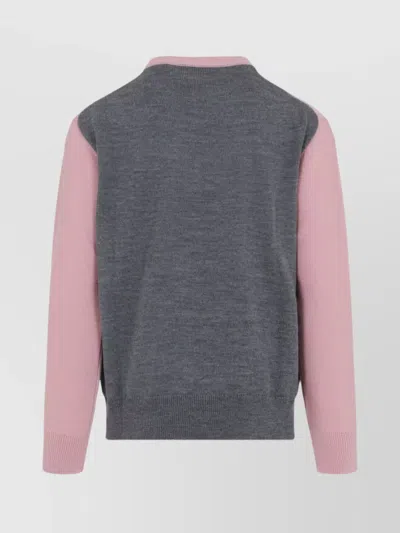 Jil Sander High Neck Color-blocked Sweater With Chevron Design In Pink