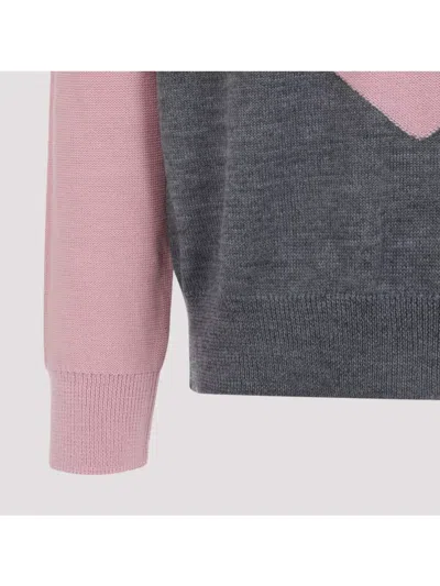 Jil Sander High Neck Color-blocked Sweater With Chevron Design In Pink