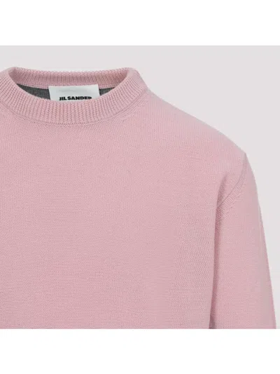 Jil Sander High Neck Color-blocked Sweater With Chevron Design In Pink