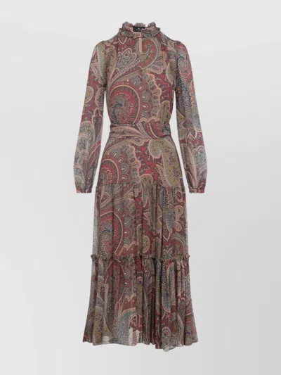 Etro Paisley Print Silk Blend Midi Dress In Multi