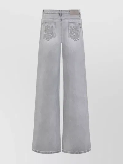 Ermanno Scervino Baggy Jeans With Embroidered Back Pockets In Blue