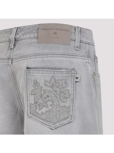 Ermanno Scervino Baggy Jeans With Embroidered Back Pockets In Blue