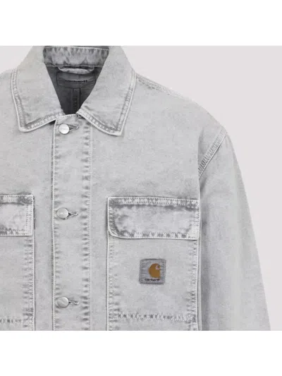 Carhartt Wip Button-up Organic Cotton Jacket In Gray