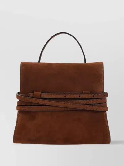 Moschino Suede Leather Handbag Detachable Belt