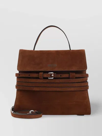 Moschino Suede Leather Handbag Detachable Belt