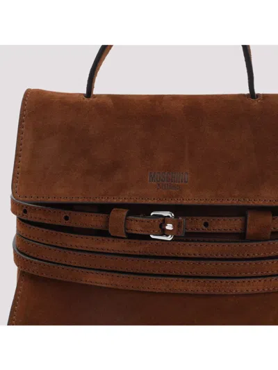 Moschino Suede Leather Handbag Detachable Belt