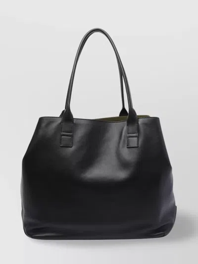 Hogan Dual Handle Metal Charm Shoulder Bag In Black