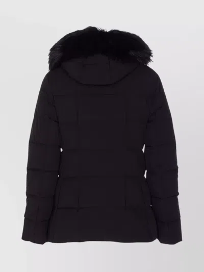 Moorer Hooded Jacket With Fur Trim And Quilted Pattern