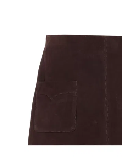 Zadig & Voltaire High Waist Mini Skirt With Front Pockets In Brown