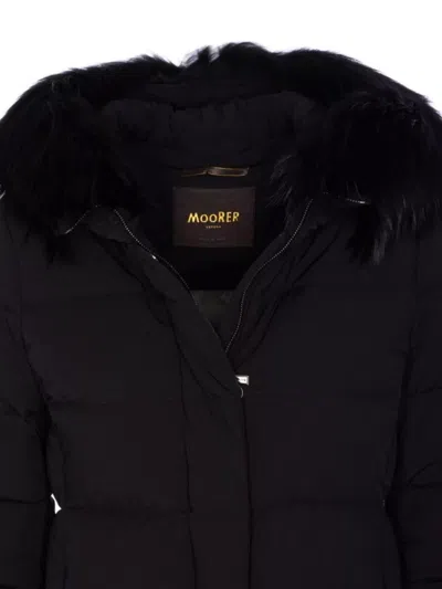 Moorer Hooded Jacket With Fur Trim And Quilted Pattern