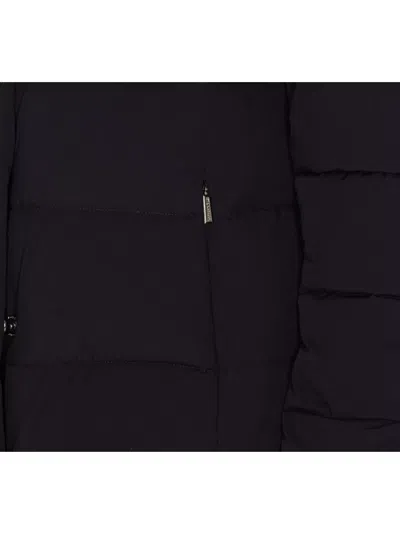 Moorer Hooded Jacket With Fur Trim And Quilted Pattern