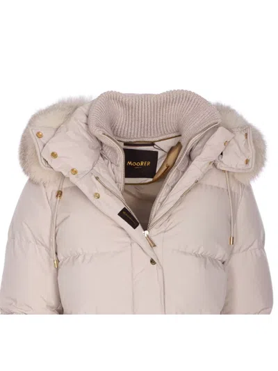 Moorer Quilted Jacket With Removable Fur Hood In Pink