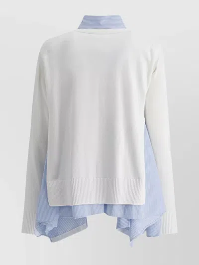 Sacai V-neck Layered Cardigan Patch Pockets In Multi