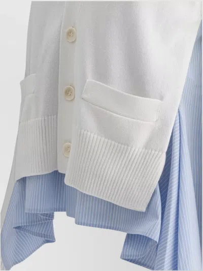 Sacai V-neck Layered Cardigan Patch Pockets In Multi