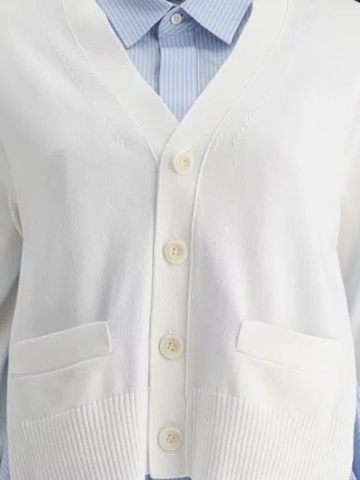 Sacai V-neck Layered Cardigan Patch Pockets In Multi