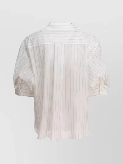 Sacai Layered T-shirt With Chest Pocket And Stripes In White