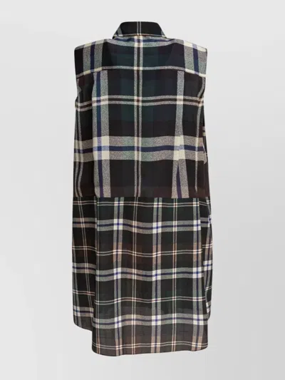 Sacai Dress Plaid Pattern Chest Pockets In Multi
