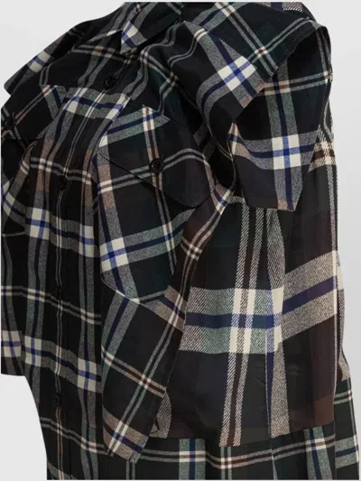Sacai Dress Plaid Pattern Chest Pockets In Multi