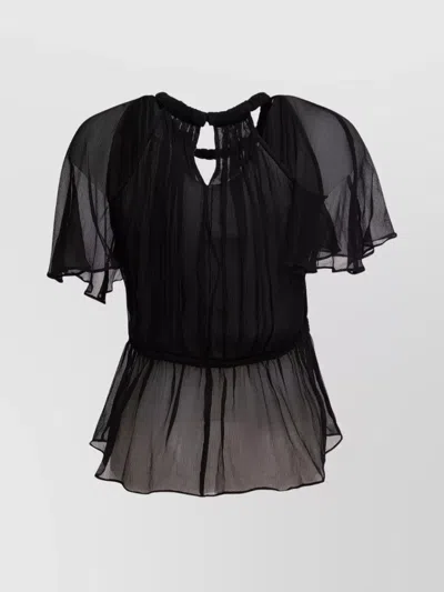 Isabel Marant Sheer Top Featuring Button Detail And Ruffled Hem