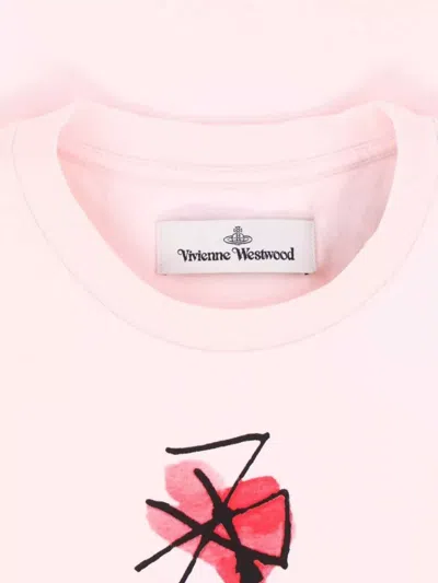 Vivienne Westwood Crew Neck Graphic Print Short Sleeves Top In Pink