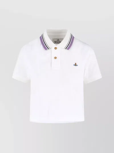 Vivienne Westwood Classic Polo With Multicolor Striped Detail In White