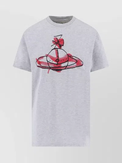 Vivienne Westwood Crew Neck Graphic Print Short Sleeves In Gray