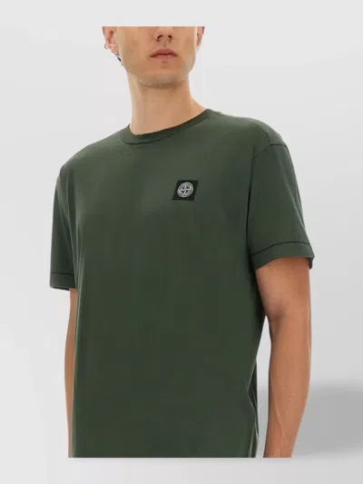 Stone Island Compass Patch Cotton T-shirt In Green