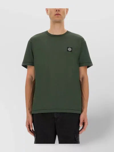 Stone Island Compass Patch Cotton T-shirt In Green