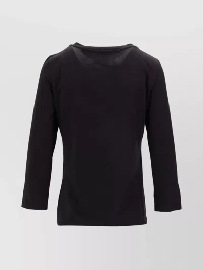 Max Mara Durata Long Sleeve Round Neck Top In Black