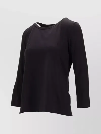 Max Mara Durata Long Sleeve Round Neck Top In Black