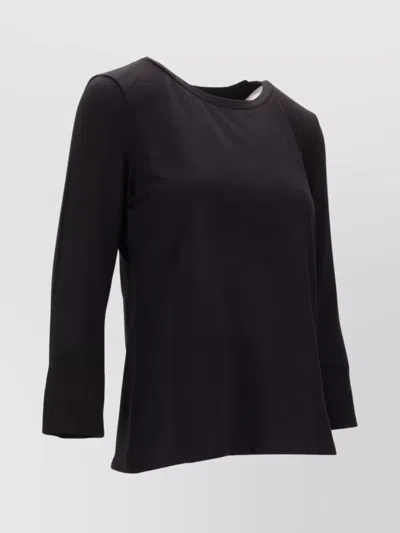 Max Mara Durata Long Sleeve Round Neck Top In Black