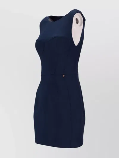 Elisabetta Franchi Sleeveless Fitted Mini Dress In Blue