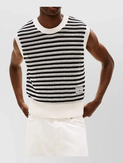 Tommy Hilfiger Sleeveless Crew Neck Striped Knitwear In Black