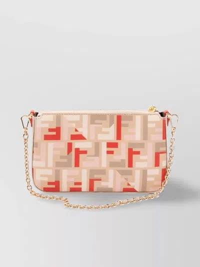 Fendi Jacquard Fabric Baguette Pouch Chain In Multi