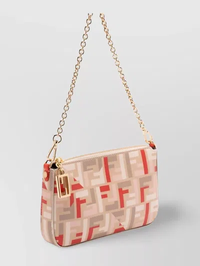 Fendi Jacquard Fabric Baguette Pouch Chain In Multi