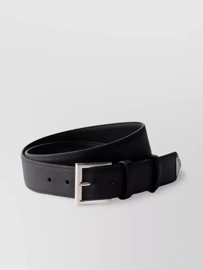 Prada Adjustable Textured Leather Belt In Black