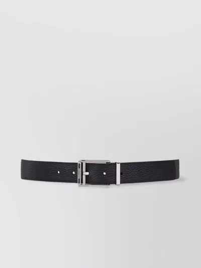 Ferragamo Reversible Leather Belt Square Buckle In Black