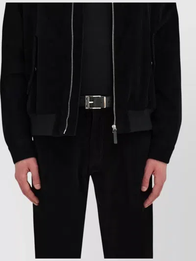 Ferragamo Reversible Leather Belt Square Buckle In Black