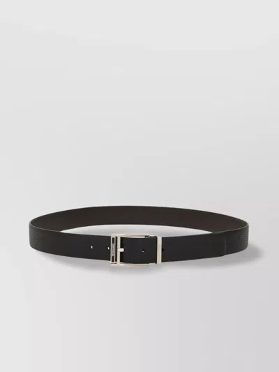 Ferragamo Reversible Leather Belt Square Buckle In Black