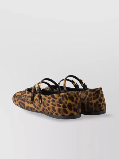 Prada Leopard Print Double Strap Ballet Flats